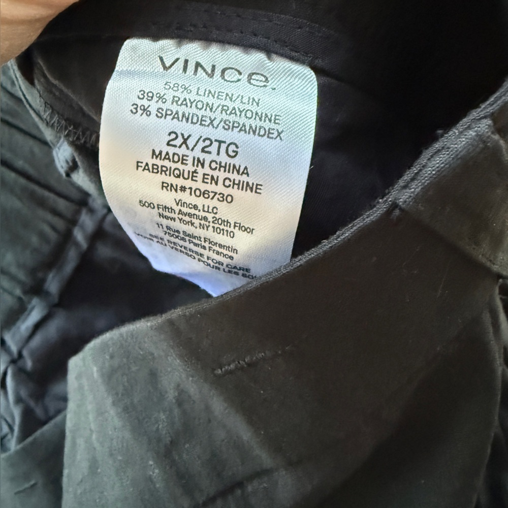 Vince Stretch Linen Trousers Black NWT Women’s Size 2X - Picture 4 of 7
